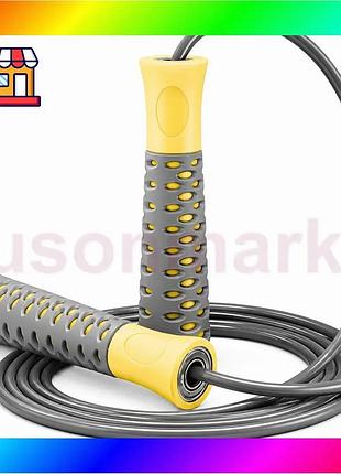 Bs скакалка powerplay 4206 best mix jump rope pro+ серо-желтая (2,75m.) bas77/n