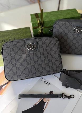 Месенджер gucci гуччи з 2 ремішками шкіряна канва брендова чоловіча