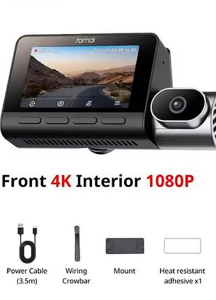 Відеореєстратор 70mai dash cam 4k t800 dual hdr sony starvis 2, wi-fi 6, gps, суперконденсатор, 4g, салонна камера