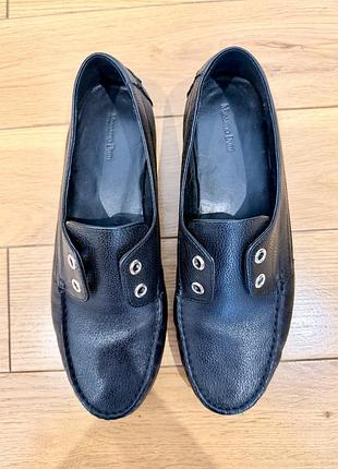 Черные кожаные лоферы massimo dutti
