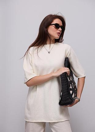 Вязаная кофта oversize с коротким рукавом 4