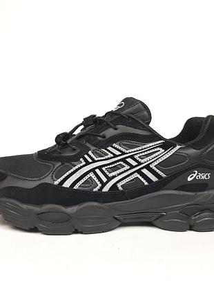 Зимние мужские кроссовки asics gel-nyc black winter termo ассикс черного цвета термо