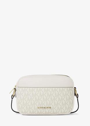 Женская сумка кросс-боди michael kors (199125032017) jet small signature logo camera crossbody молочная