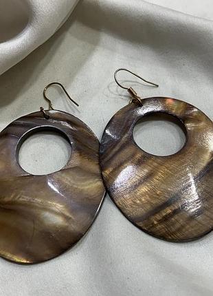 🐚✨ винтажные массивные серьги «геометрия» из натурального черного перламутра (mother of pearl / shell) 🤎🦪