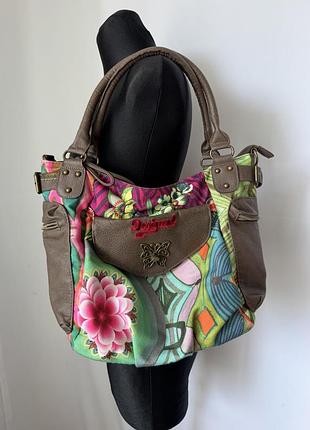 Desigual яркая сумка на плечо этно бохо разноцветная коричневая хиппи