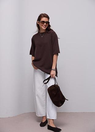 Вязаная кофта oversize с коротким рукавом 2