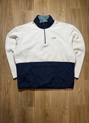 Флісова кофта levi's 1/4 zip, білий/темно-синій, розмір l