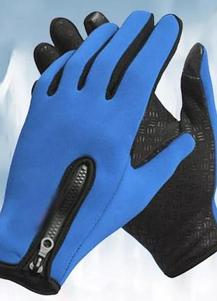 🧤 терморукавички на флісі. велорукавички. блакитний, xl/9,5"/24 см.