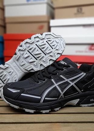Зимние мужские кроссовки asics gel-venture 6 black grey winter termo ассикс черного с серым цветов термо
