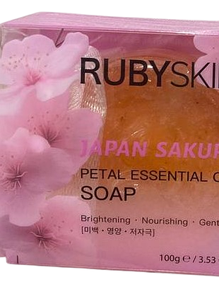 Мыло твердое "rubyskin" sakura 100г с мешочком 7,5*7,5*3см