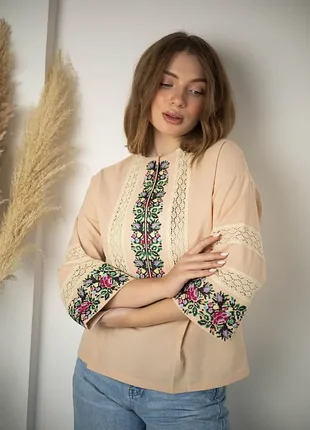 Вышиванка женская канде бежевая