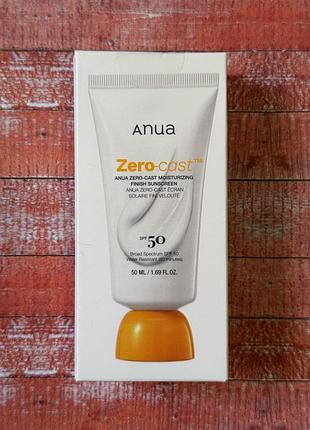 Сонцезахисний крем для обличчя anua zero-cast moisturizing finish sunscreen spf50+ pa++++ 50 мл