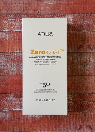 Сонцезахисний крем для обличчя anua zero-cast moisturizing finish sunscreen spf50+ pa++++ 50 мл 2