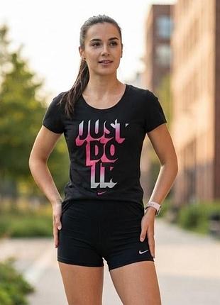 Спортивна футболка nike dri-fit "just do it" чорна котонова футболка з круглим вирізом горловини
