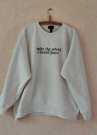 Женский оверсайз-свитшот, кремового кобеля из хлопка от бренда h&amp;m