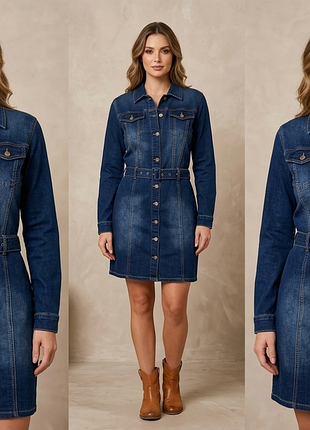 Джинсовое платье-рубашка my tina's denim с поясом (l, по факту m)