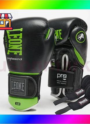 Bs боксерські рукавиці leone best mix gn115 professional 2 black 16 унцій (бинти 4 м. в комплекті) bas77/n