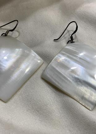 🐚✨ вінтажні масивні сережки з натурального перламутру (mother of pearl square earrings) 🤍✨