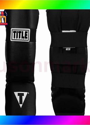 Bs захист гомілки та best mix стопи title boxing vinyl shin-instep guards 2.0 black дорослі bas77/n