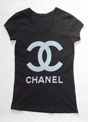 Футболка женская черная chanel р.40-42