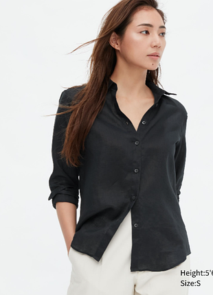 Черная рубашка uniqlo женская рубашка с длинными рукавами