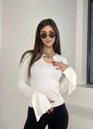 Нова біла  кофта лонгслів в рубчик