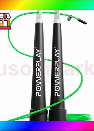 Bs скакалка скоростная powerplay best mix 4202 ultra speed rope зеленая (2,9m.) bas77/n