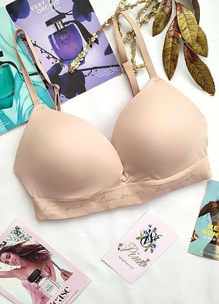 Базовый гладкий бюстгальтер pink victoria's secret 34dd 75dd 75e 80d без косточек