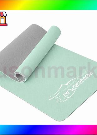 Bs коврик для йоги best mix и фитнеса powerplay 4150 tpe premium performance mat мятный (183x61x0.6 см bas77/n