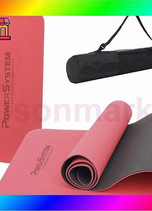 Bs коврик для йоги best mix и фитнеса power system ps-4060 tpe yoga mat premium red (183х61х0.6) bas77/n