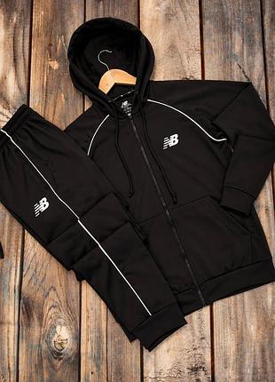 Теплый спортивный костюм на флисе new balance fleece black