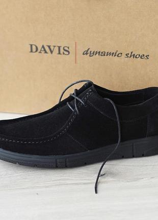 Замшеві чоловічі туфлі davis чорні комфортні