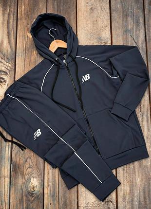 Теплый спортивный костюм на флисе new balance fleece grey
