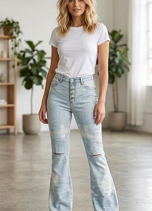 Нові стрейчеві джинси клеш з високою посадкою prettylittlething — розмір 14 (xl)