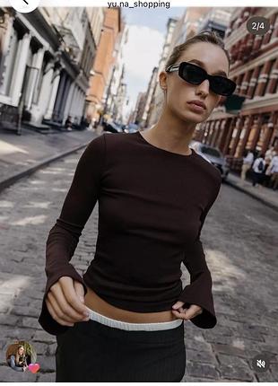 Лонгслів zara в рубчик 2