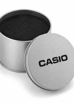 Коробочка металлическая круглая casio silver для наручных часов касио серебристая