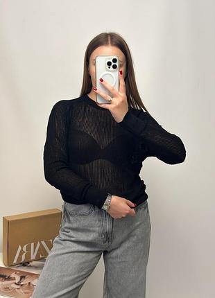 Лонгслів zara, напівпрозорий