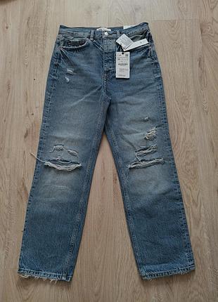 Джинси середня посадка (рванина) zara