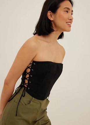 Топ жіночий missguided чорний сатиновий топ 10/38