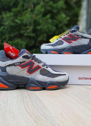 Женские кроссовки new balance 9060 grey redatch беланс серого из красного цветов