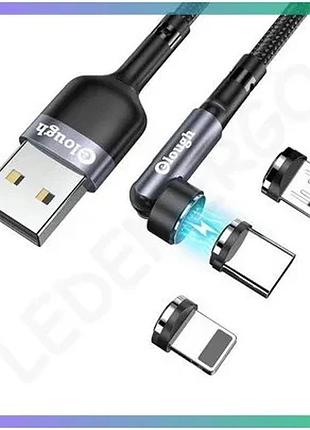 Кабель магнитный с быстрой зарядкой elough 7 contact 3a 1м 3 в 1 micro usb lightning type c для смартф sku_cn12042