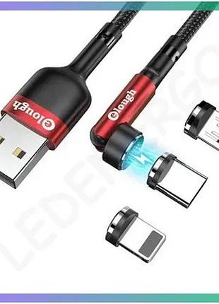Кабель магнитный elough 3a 0.5м 3 в 1 micro usb lightning type c для смартфонов и планшетов sku_cn13650