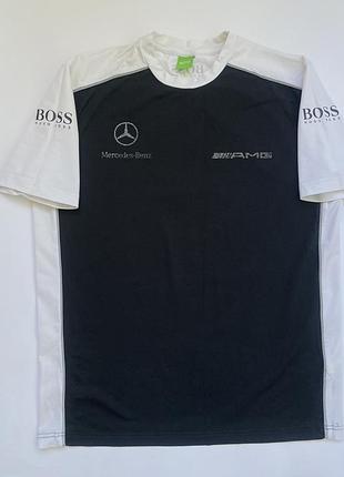Оригинальная футболка mercedes-benz amg dtm x hugo boss белого тёмно синего цвета