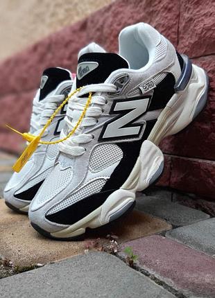 Женские кроссовки new balance 9060 white black консульт белого беланс белого с черными цветами