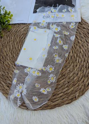 Носки с ромашками прозрачные белые🤍🌼 2