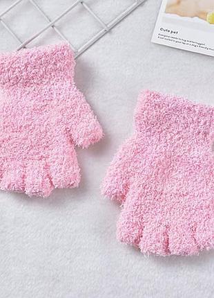 🧤✨ мягкие и теплые перчатки без пальчиков — митенки розовый