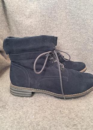 Женские замшевые демисезонные ботинки темно-синего (navy blue) цвета размер 36, стелька 23 см