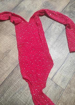 Боди-сетка со стразами one size красный 2