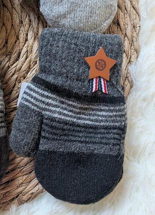 🧤 зимние перчатки на веревке 2–4 года ❄️ черный