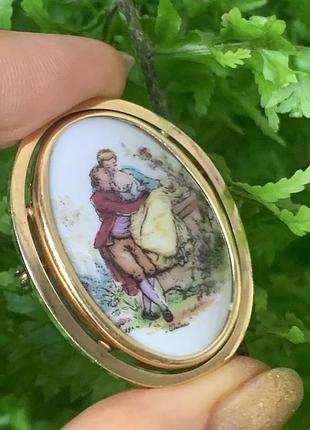 Шикарная небольшая винтажная брошь, маркирована limoges france